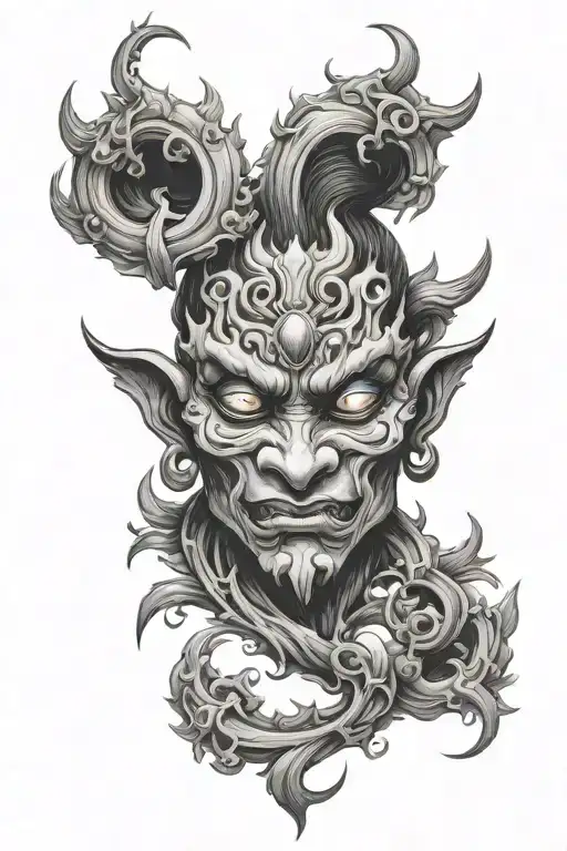 Mascara oni there tattoo design idea