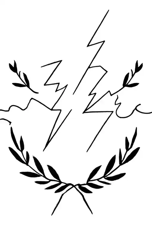 Zeus' lightning bolt and laurel leaf wreath tattoo design idea