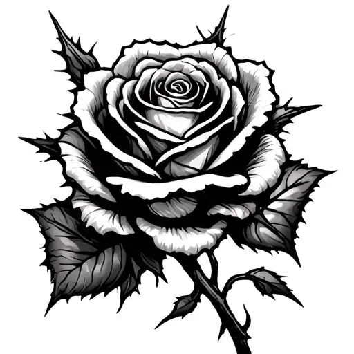 Draw the thorns of the rose in the form of barbed wire from the collarbone to the end of the arm and have the thorns scattered and going around the arm tattoo design idea