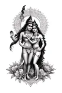 shiva and parvati love aura tattoo design idea