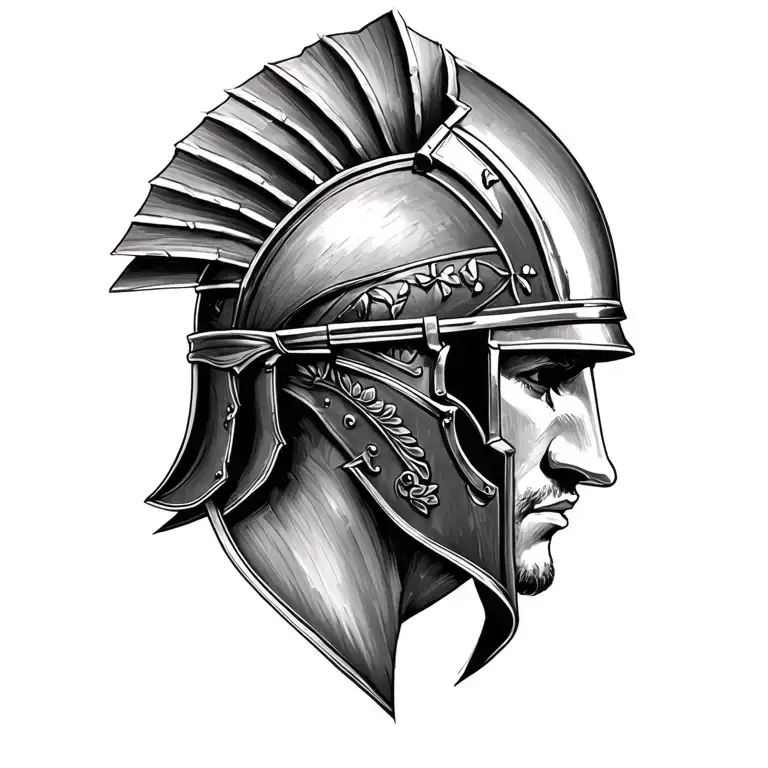 create a left shoulder sketch tattoo of maximus helmet in gladiator with the colosseum in the background  tattoo design idea