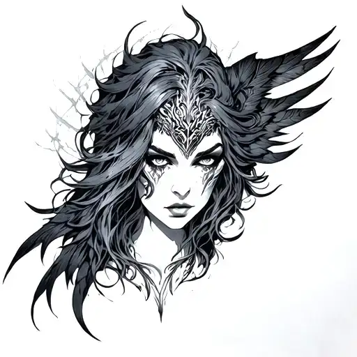 morrigan fineline tattoo design idea