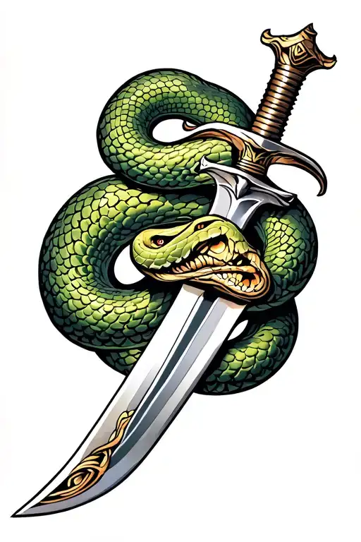 sword entwined with a snake tattoo design idea