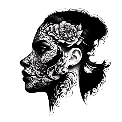 double face made tattoo design idea