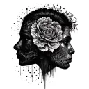 double face made tattoo design idea