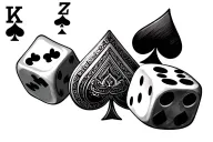ace of spades, with three dice showing 5, 2, and 5 tattoo design idea