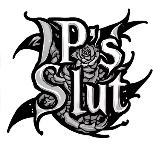 A spine tattoo design with the name PP's Slut in it  tattoo design idea