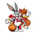 Draw a tattoo with Looney tones characters (taz, bugs bunny, Daphy duck, speedy Gonzales) wearing Chicago bulls basketba tattoo design idea
