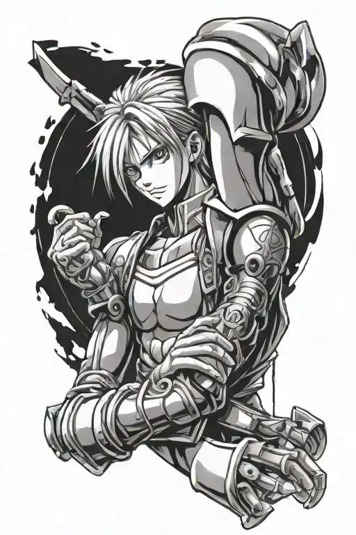 Kurapika from hunter x hunter chain wrapped around arm sleeve tattoo design idea