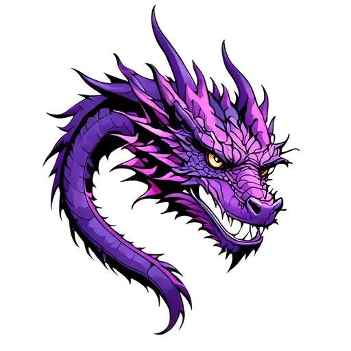 See No Evil dragon purple tattoo design idea