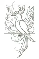 modern feminine Phoenix bird tattoo design idea