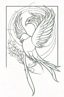modern feminine Phoenix bird tattoo design idea