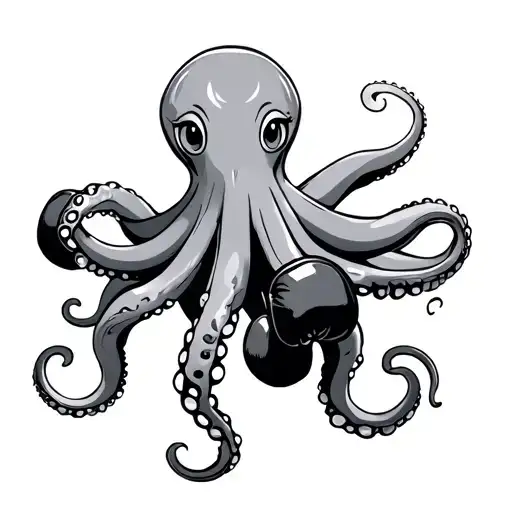 an octopus being cute and wearing boxing gloves tattoo design idea