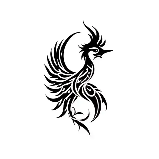 simple tribal pheonix with a reiki cho ku rei symbol intertwined tattoo design idea