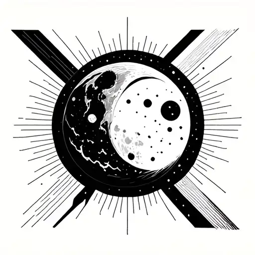 moon and flash design tattoo design idea
