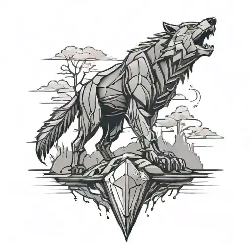 wolf and iron giant tattoo design idea