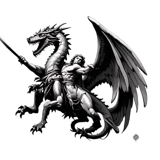 st george killing a dragon, archangel Michael, Rose tattoo design idea