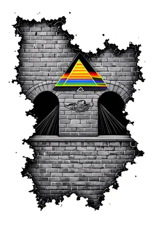 pink floyd prism and brickwall hole tattoo design idea