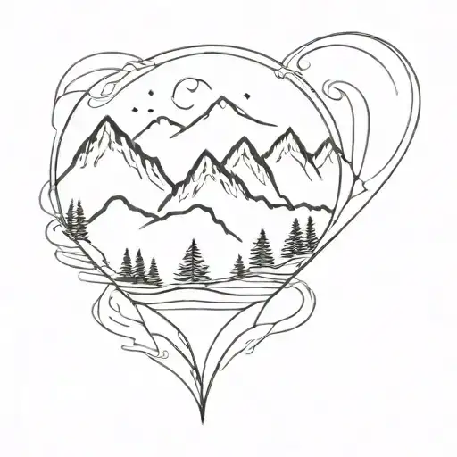 mountains reflected tattoo design idea