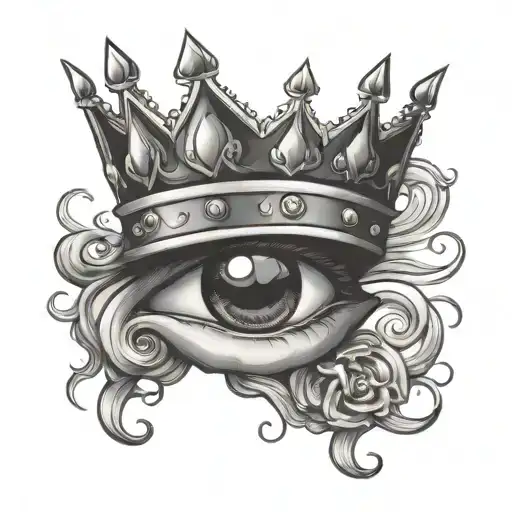 crown with eye patch tattoo design idea