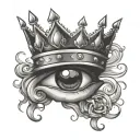 crown with eye patch tattoo design idea