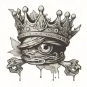 crown with eye patch tattoo design idea