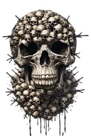 A thousand small skulls that fill everything with a barbed wire that passes above tattoo design idea