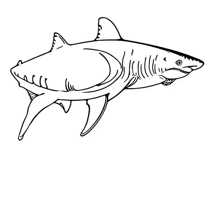 hammerhead shark circling above a coral reef and underwater waves tattoo design idea