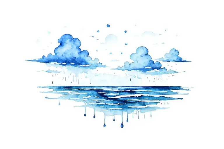 clouds, rain, earth and ocean themes tattoo design idea