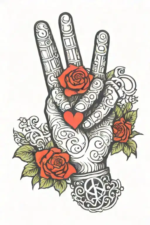 peace hand sign   tattoo design idea