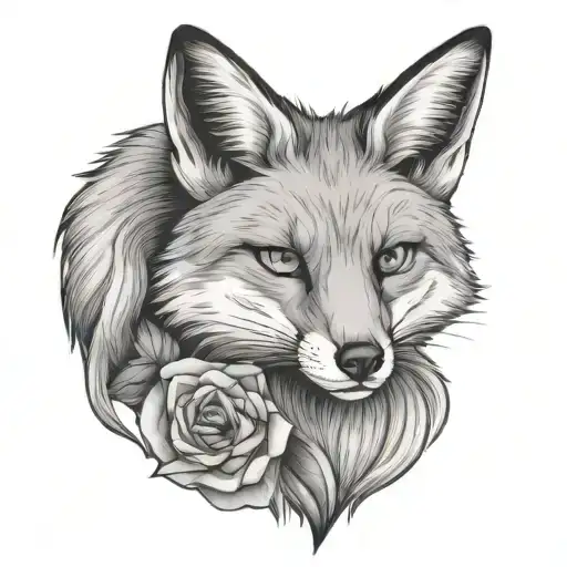 Fox head on woman holding tattoo design idea