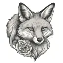 Fox head on woman holding tattoo design idea
