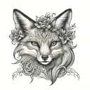 Fox head on woman holding tattoo design idea