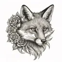Fox head on woman holding tattoo design idea