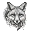 Fox head on woman holding tattoo design idea
