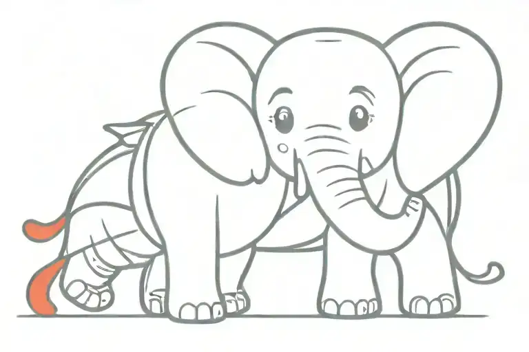 Muay Thai cute baby elephant in red boxing gloves small minimalist tattoo for women tattoo design idea