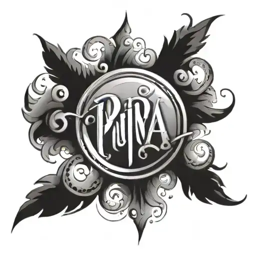 For a tattoo that reads "Punya" in regular view and reflects as "Paap" in the mirror,  tattoo design idea