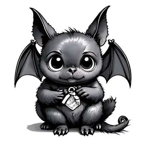 traveling pharmacist bat cute tattoo design idea