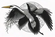 heron flying tattoo design idea
