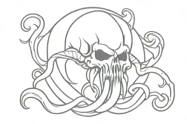 Kraken whit skulls tattoo design idea