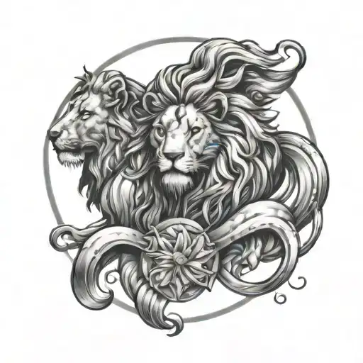 zodiak lion, virgo, leo and pisces tattoo design idea