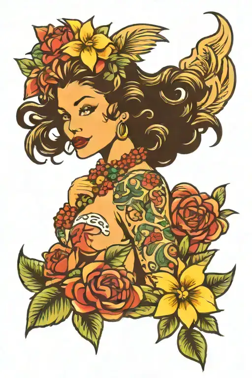 hula girl pin up girl with tattoos  tattoo design idea