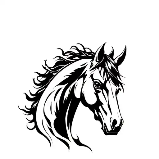 firey demonic horse tattoo design idea