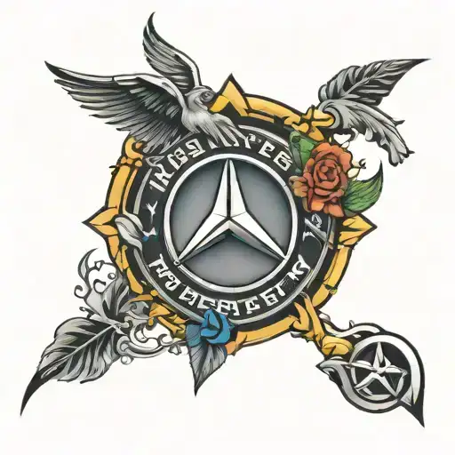 mercedes benz symbol and 111 within tattoo design idea
