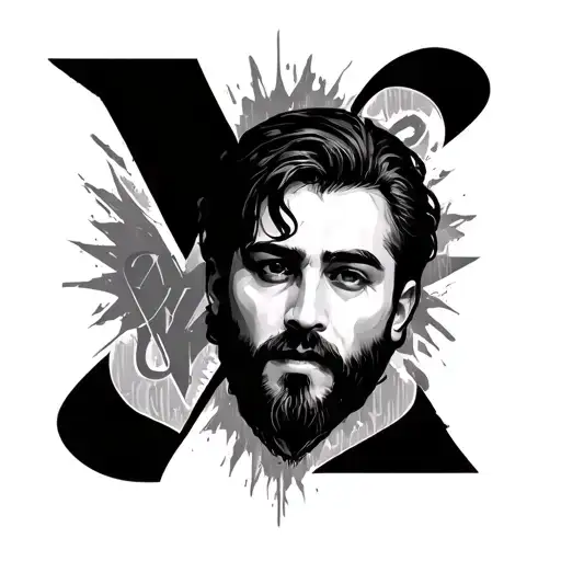 Create a tattoo of Abascal's face that Love Vox puts with gothic letters tattoo design idea
