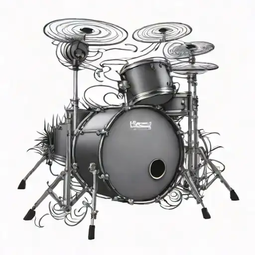 simple 5 piece 3d drum kit tattoo design idea