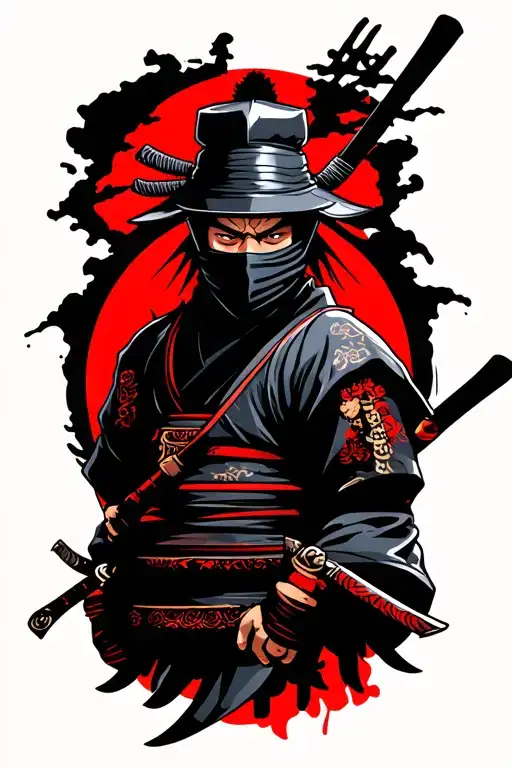 Ronin Samurai and a ninja tattoo design idea