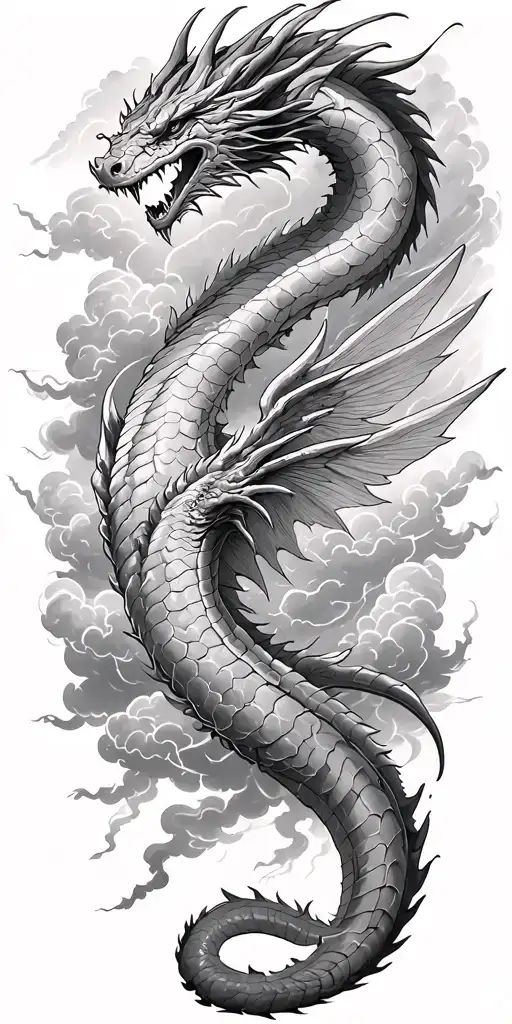 leviathan, virgo, typhoon, wings, clouds, dragon, fighting, midgar background, manlike body, storm, lightning tattoo design idea