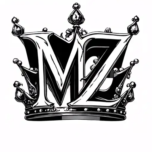 letters M, B, and Z to form a crown tattoo design idea