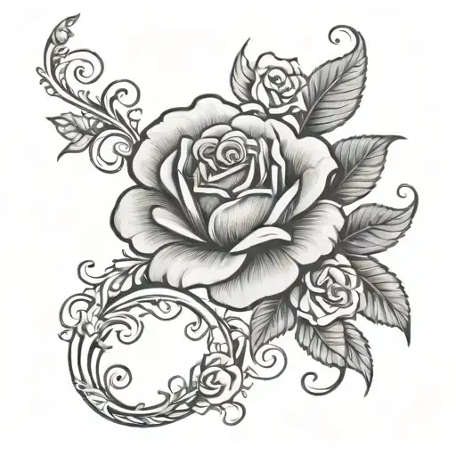 names roses scroll sleeve tattoo design featuring tattoo design idea